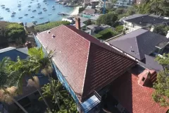 Full length view of original roof before installing Koramic clay roof tiles