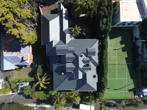 Top to bottom aerial view - Cwt-Y-Bugail Welsh Slate in Point Piper